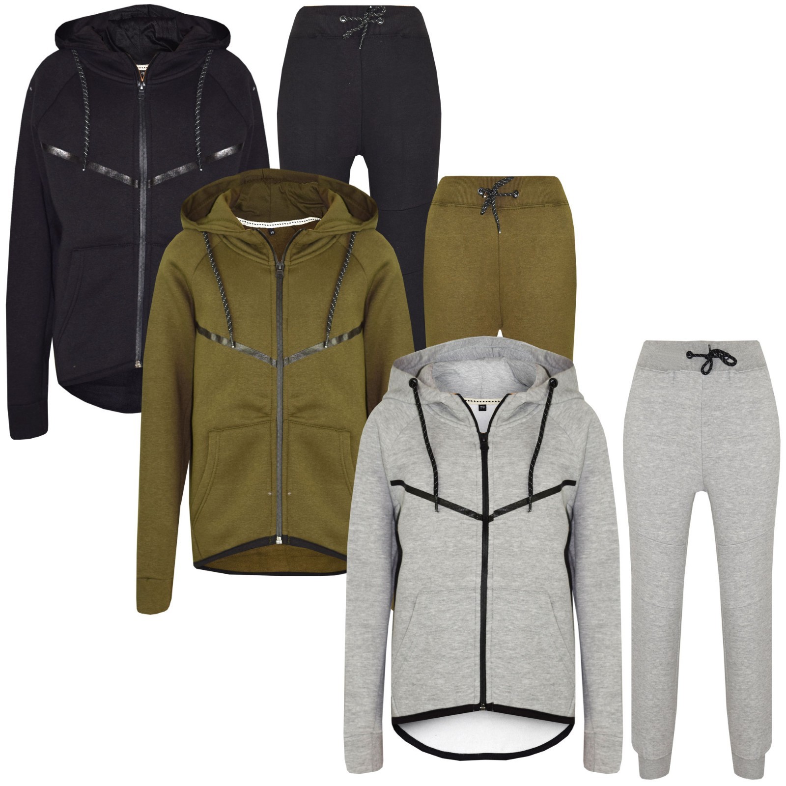 Garçons Coupe Slim Enfants Mode Survêtement Junior Jogging Polaire Bas Capuche