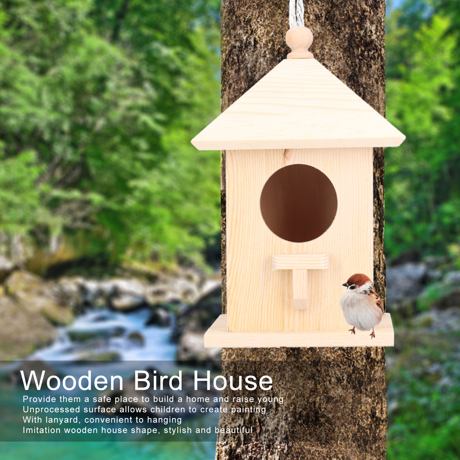 Suspendu Oiseaux Accueil Mangeoire En Bois Jardin Cour Toit Extérieur Maison Suspendu Oiseaux Accueil Mangeoire En Bois Jardin Cour Toit Extérieur Maison