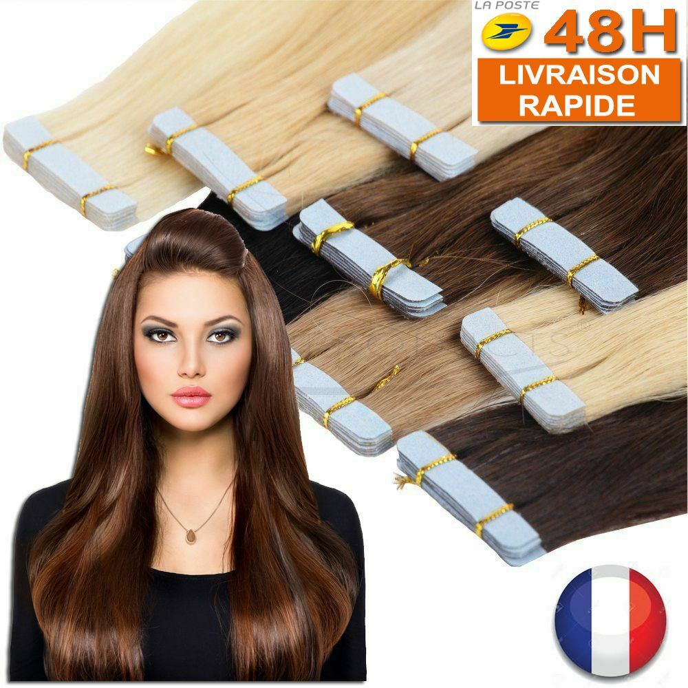 EXTENSION TAPE BANDE ADHESIVE CHEVEUX 100% NATURELS REMY HAIR 53 CM AUX CHOIX EXTENSION TAPE BANDE ADHESIVE CHEVEUX 100% NATURELS REMY HAIR 53 CM AUX CHOIX
