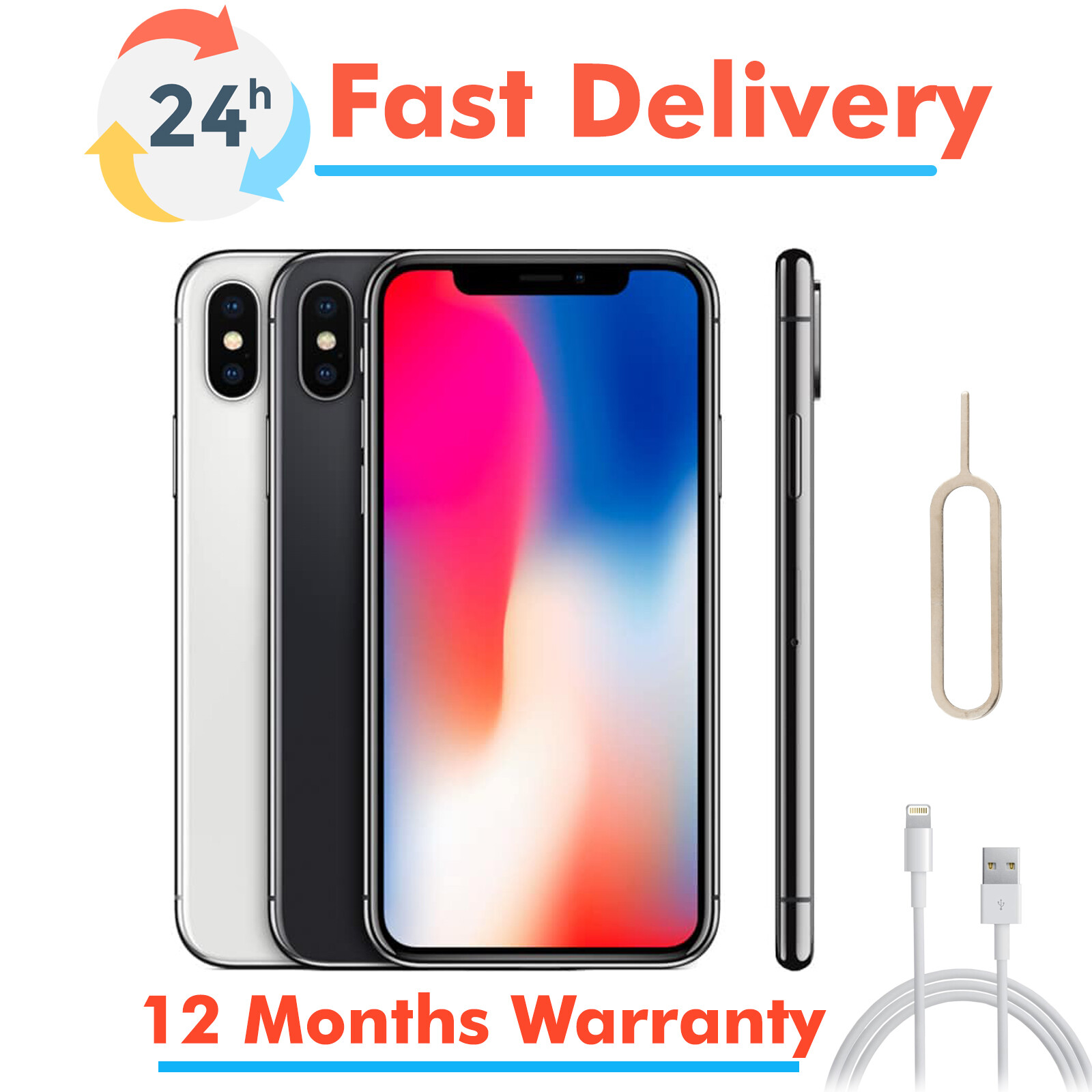 Apple iPhone X 64GB 256GB Unlocked Networks Smartphone A1901 All Colours Grade Apple iPhone X 64GB 256GB Unlocked Networks Smartphone A1901 All Colours Grade