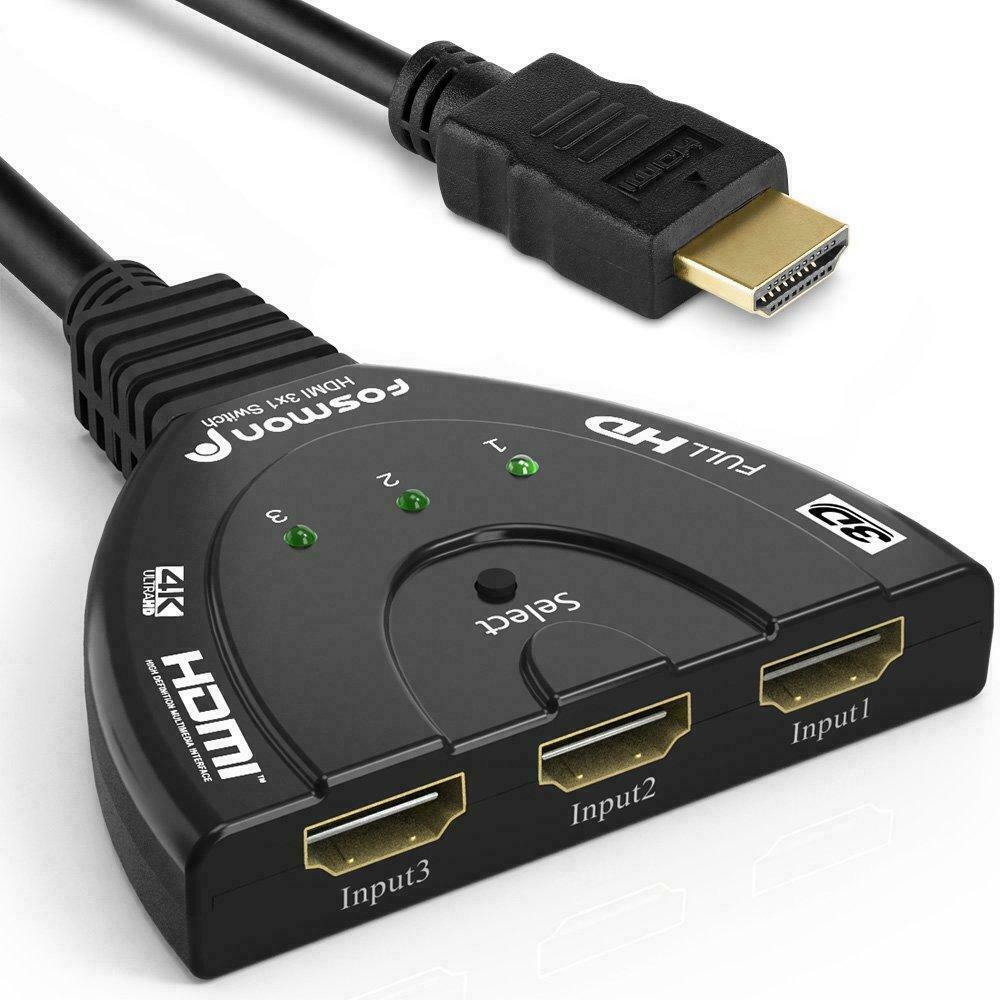 Fosmon Commutateur HDMI Automatiques 4k, 3 Entrées 1 Ultra HD 4K Switch Fosmon Commutateur HDMI Automatiques 4k, 3 Entrées 1 Ultra HD 4K Switch