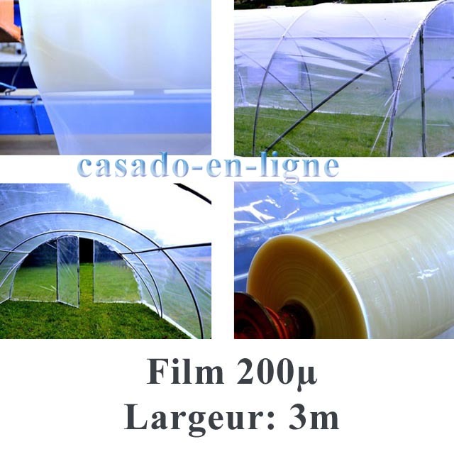 Film bache POLYANE professionnel 200µ 3 m de large pour serre tunnel de jardin Film bache POLYANE professionnel 200µ 3 m de large pour serre tunnel de jardin