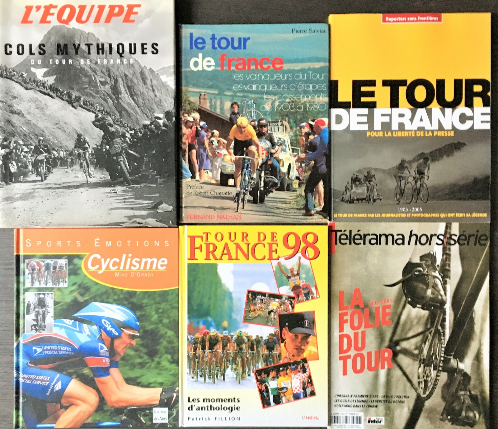 LOT 6 BEAUX LIVRES ANCIENS CYCLISME (ANQUETIL HINAULT) ENTRE 1981 & 2005 – TBE