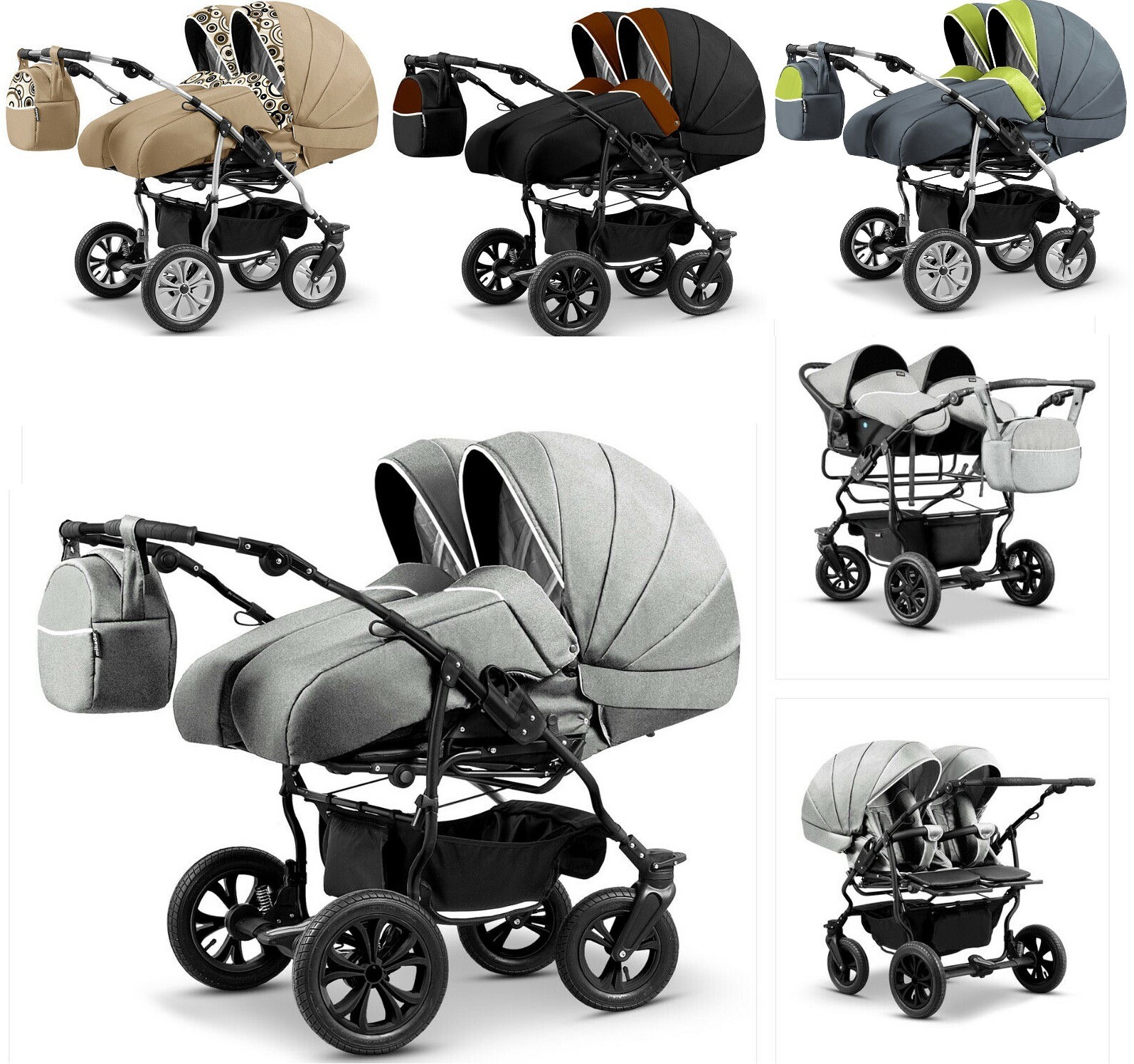 Double Poussette JUMEAUX DUET TWINN Complet 3en1 +2 Sièges Auto INCLUS Double Poussette JUMEAUX DUET TWINN Complet 3en1 +2 Sièges Auto INCLUS