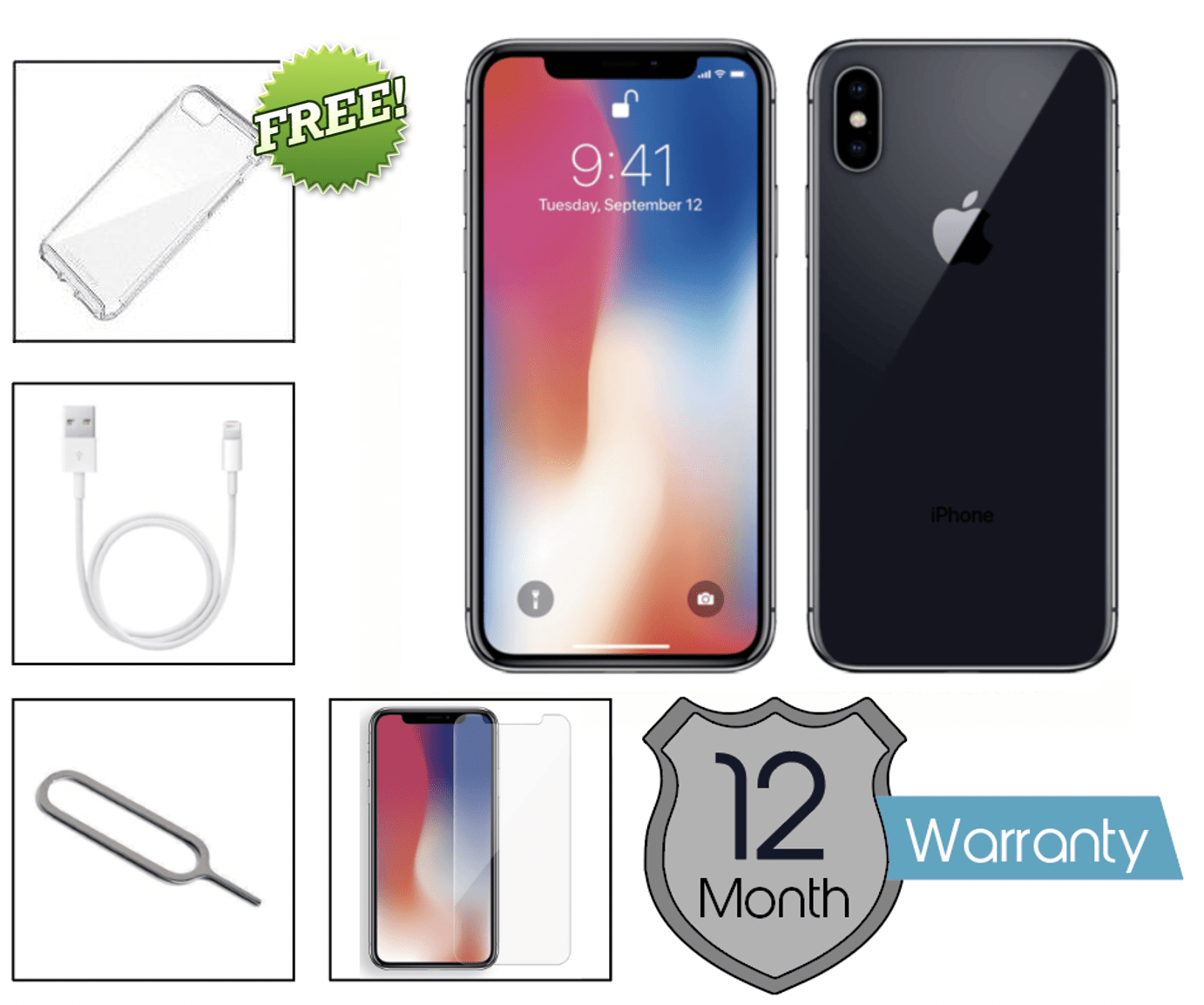 Apple IPHONE X (Dix ) 64GB Smartphone – Gris Espace (Débloqué) 100% Batt Santé