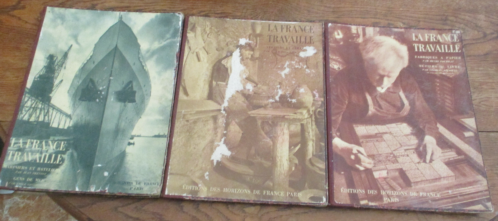 3 anciens livres LA FRANCE TRAVAILLE Horizons de France Livre Vieux métiers