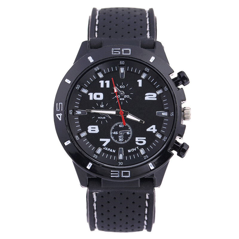 Montre Homme Sport GT Bracelet Silicone Acier Inoxydable Imperméable Neuf FR