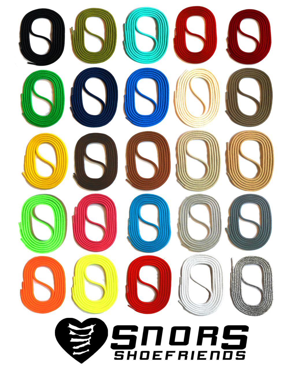 LACETS de couleurs RONDS 60-150cm pour baskets chaussures de sport enfants SNORS LACETS de couleurs RONDS 60-150cm pour baskets chaussures de sport enfants SNORS