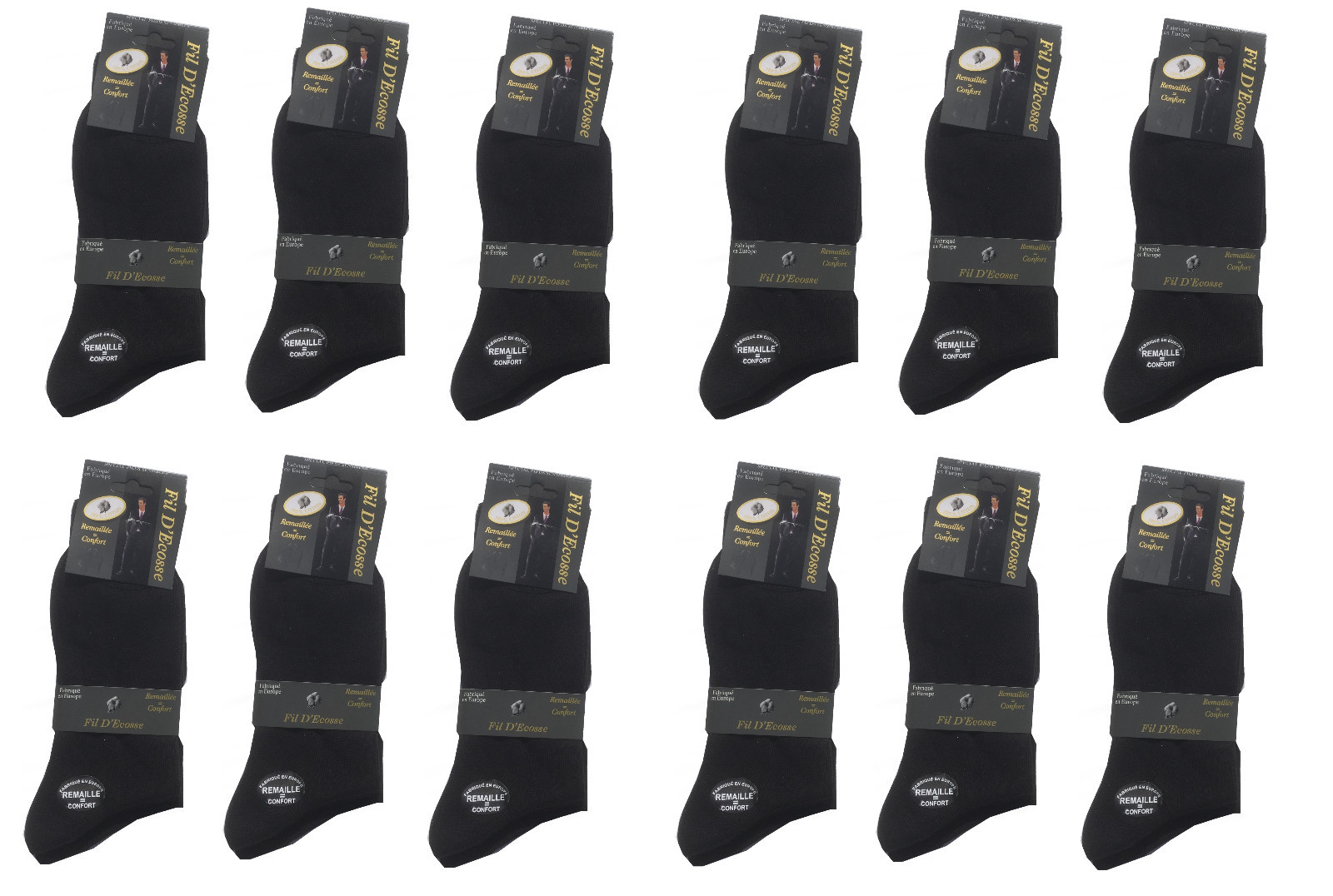 LOT DE 12 PAIRES DE CHAUSSETTES  FIL D’ECOSSE – 100% COTON