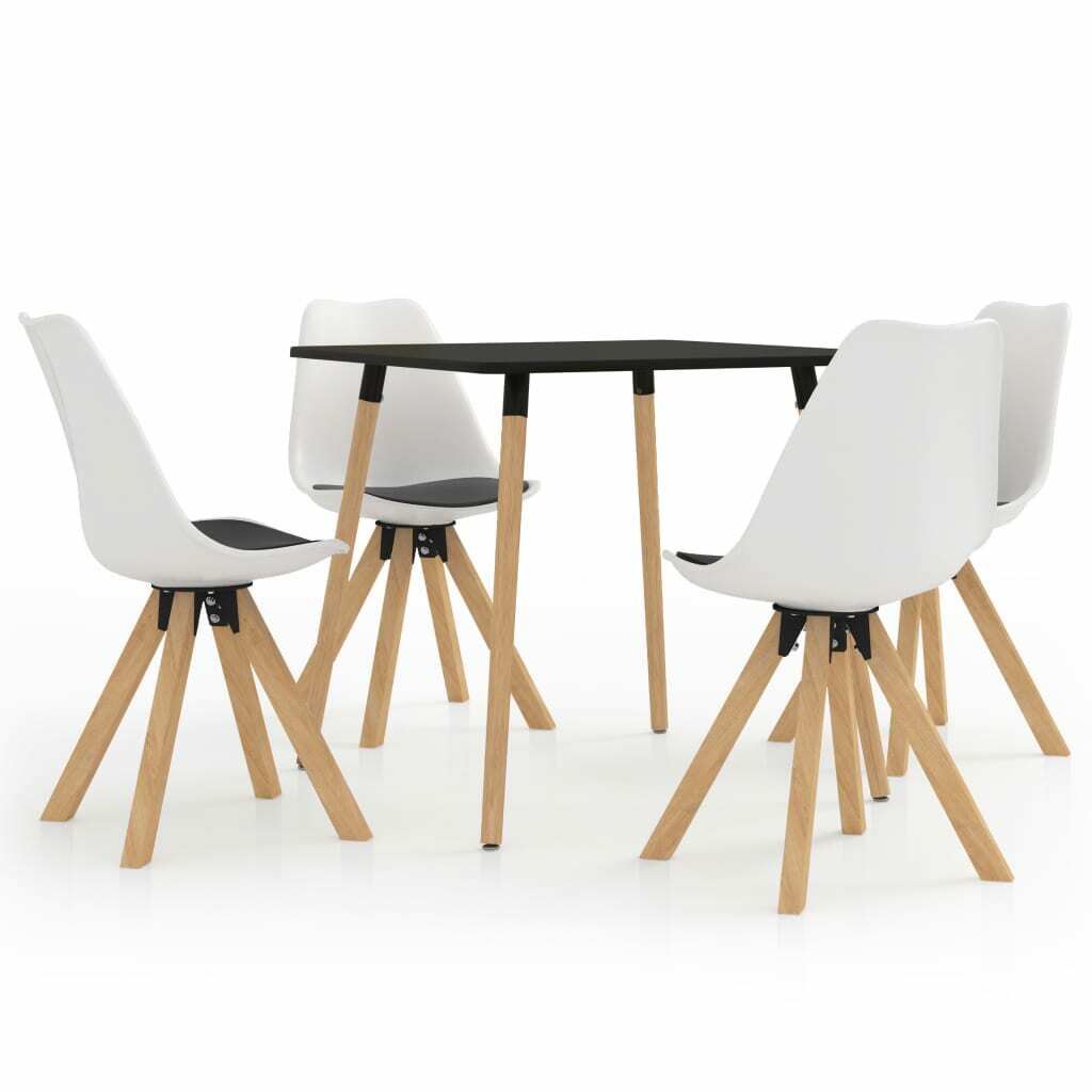 vidaXL Ensemble de Salle à Manger 5 pcs Noir et Blanc Mobilier Cuisine Dîner