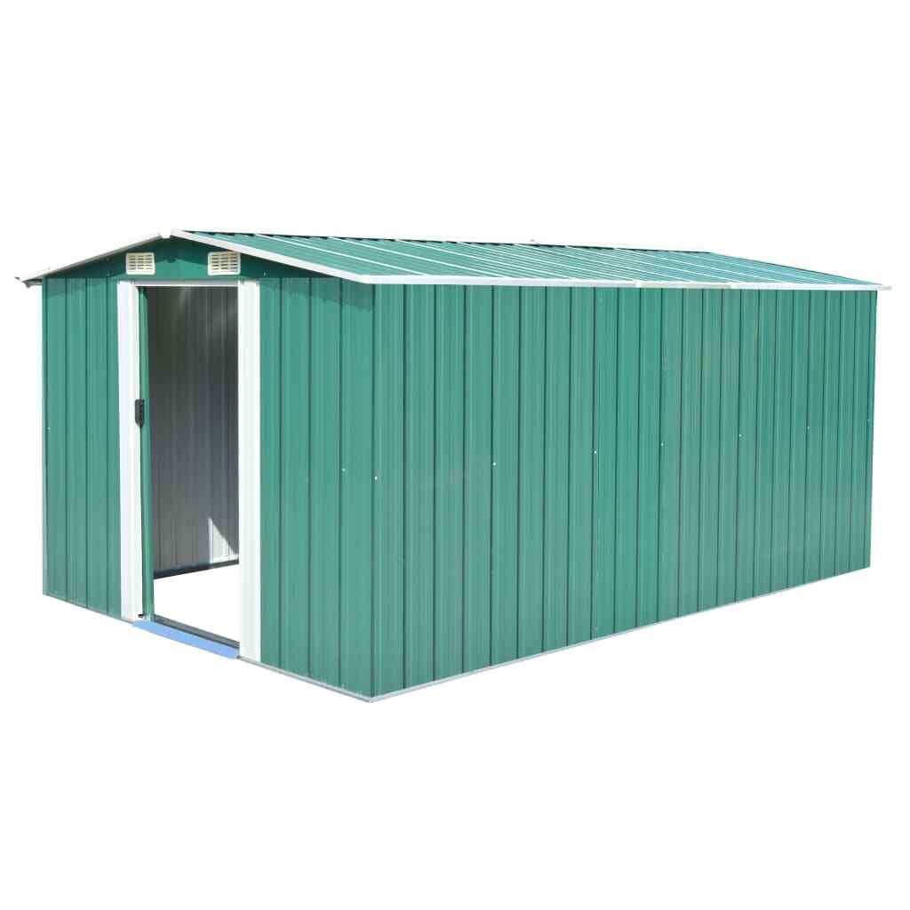 vidaXL Abri de Jardin 257x398x178 cm Métal Vert Terrasse Patio Cabane à Outils vidaXL Abri de Jardin 257x398x178 cm Métal Vert Terrasse Patio Cabane à Outils