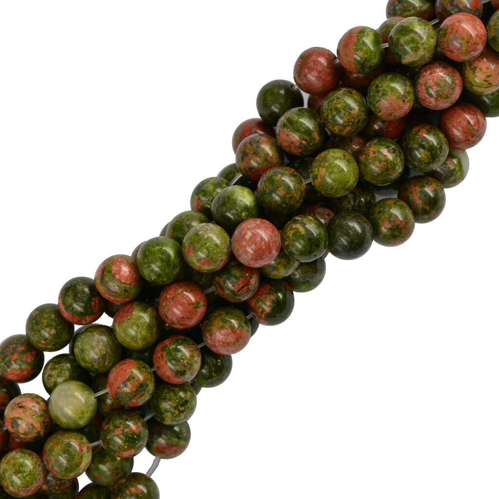 Brin de perles rondes de pierres précieuses de jaspe d’Unakite pour bijoux de Brin de perles rondes de pierres précieuses de jaspe d’Unakite pour bijoux de