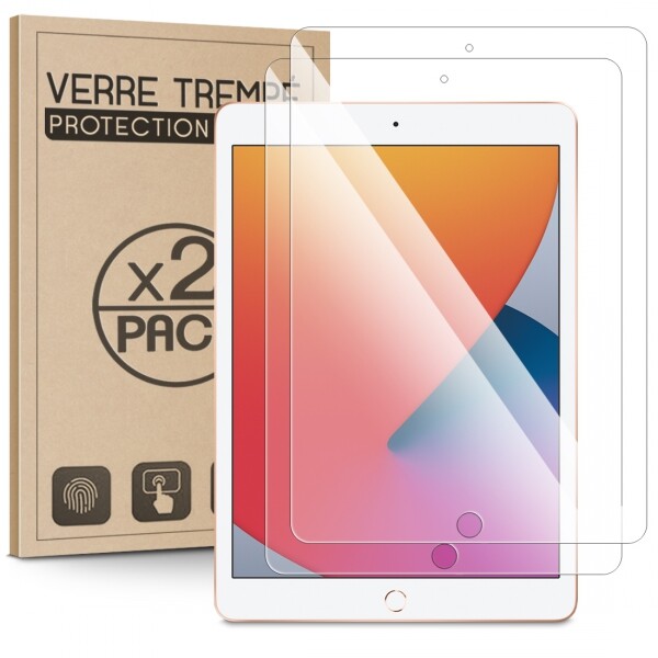 Écran Protection en Verre Trempé pour Apple iPad 8 2020 10.2 8e Gén [Pack x2]