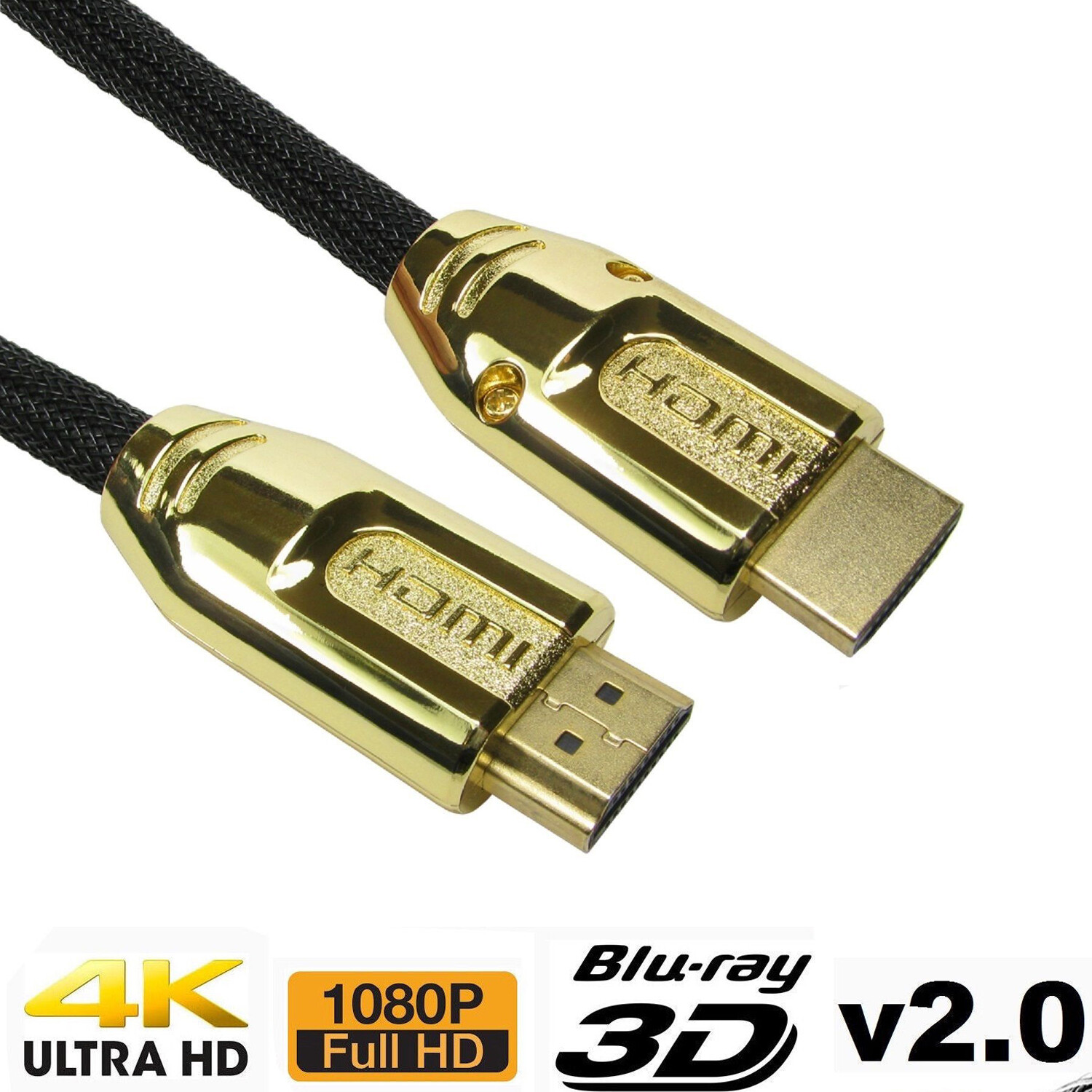 Braided HDMI Cable 4K V2.0 Premium High Speed Lead Ultra HD TV 2160p 0.5m to 10m