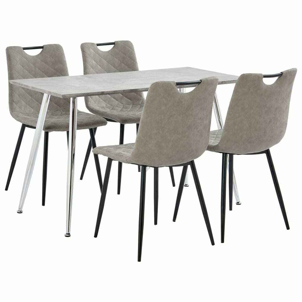 vidaXL Ensemble de Salle à Manger 5 pcs Similicuir Gris Mobilier Dîner Cuisine vidaXL Ensemble de Salle à Manger 5 pcs Similicuir Gris Mobilier Dîner Cuisine