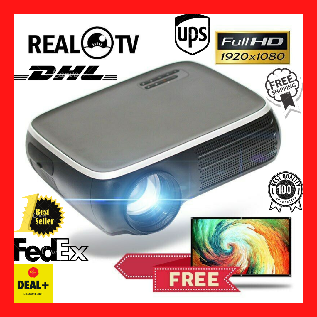 Projecteur REAL TV M8S Full HD 1080P 4K 7000 Lumens Cinema Beamer Android WiFi