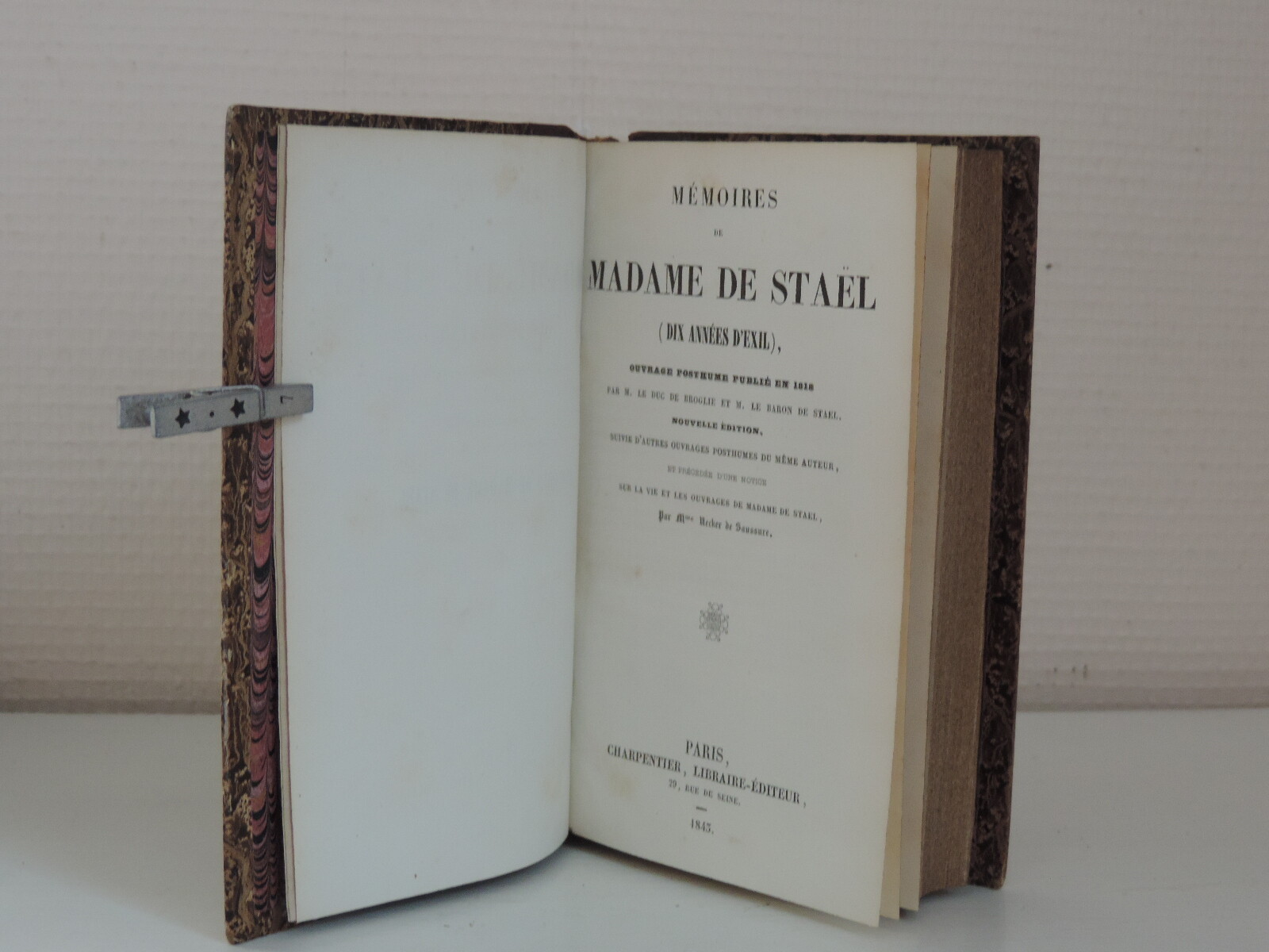 1843 Mémoires de Madame de Staël (dix années d’exil) LA19 livre ancien relié 1843 Mémoires de Madame de Staël (dix années d’exil) LA19 livre ancien relié