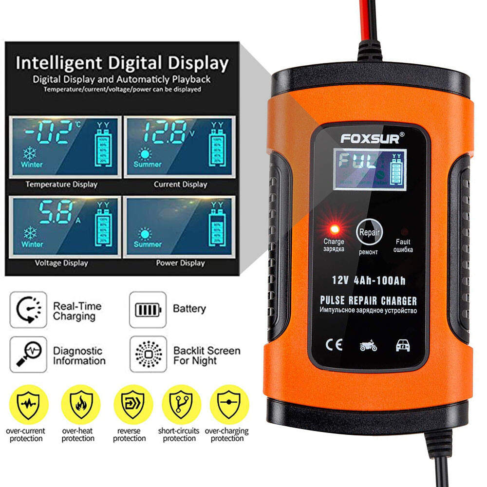 Digital Chargeur de Batterie 12V Automatique Intelligent pour Auto Moto Voiture Digital Chargeur de Batterie 12V Automatique Intelligent pour Auto Moto Voiture