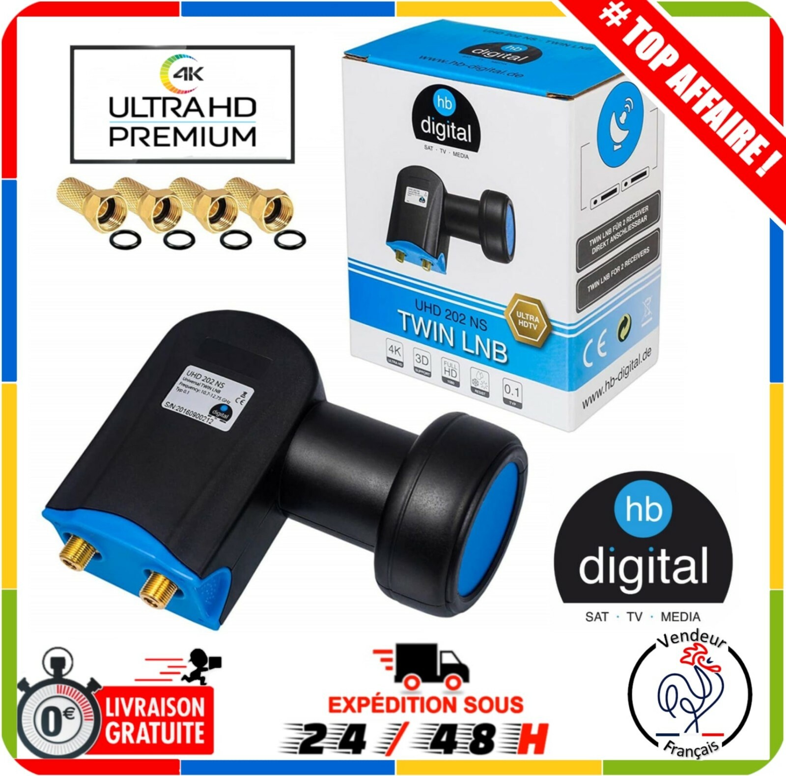 Tête Parabole Twin Ultra 2 Sortie LNB LNC Full HD TV 3D 4K 5k Top Qualité – NEUF Tête Parabole Twin Ultra 2 Sortie LNB LNC Full HD TV 3D 4K 5k Top Qualité – NEUF