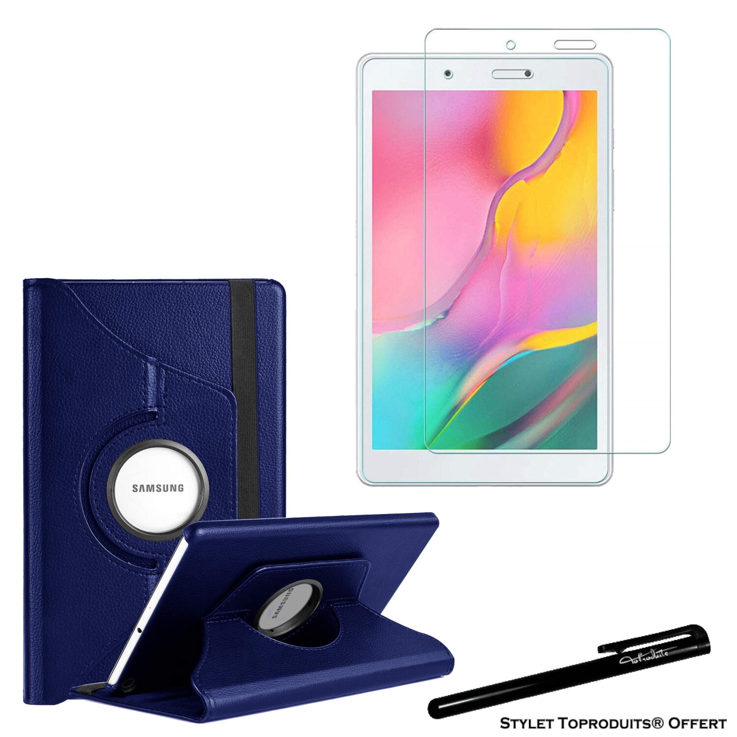 Housse Etui Bleu 360° pour Samsung Galaxy Tab A 8.0 T290 + Vitre de protection Housse Etui Bleu 360° pour Samsung Galaxy Tab A 8.0 T290 + Vitre de protection