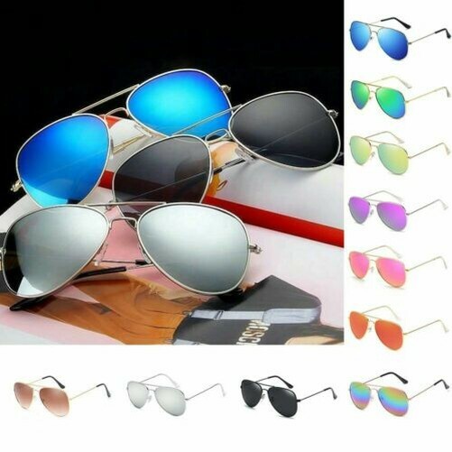 Lunettes de Soleil Effet Miroir Pilotbrille D’Aviateur Hommes Femmes UV400