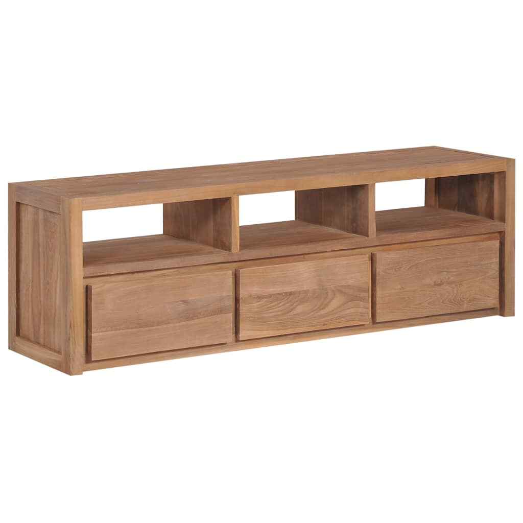 vidaXL Bois Massif de Teck et Finition Naturelle Meuble TV Armoire TV Socle TV vidaXL Bois Massif de Teck et Finition Naturelle Meuble TV Armoire TV Socle TV