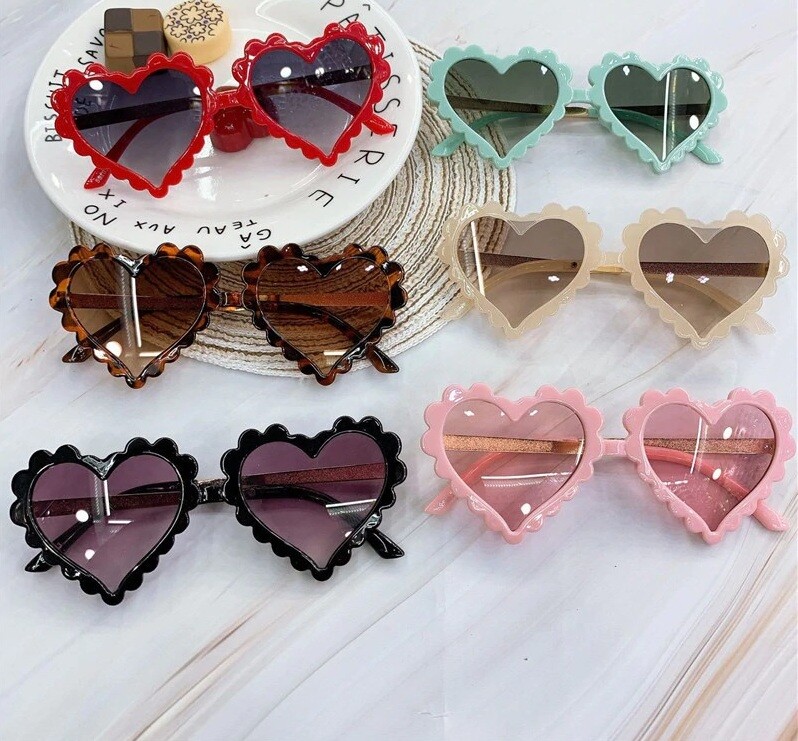Vintage Lunettes de Soleil pour Enfants Mode Coeur Amour Guérison Rose Été