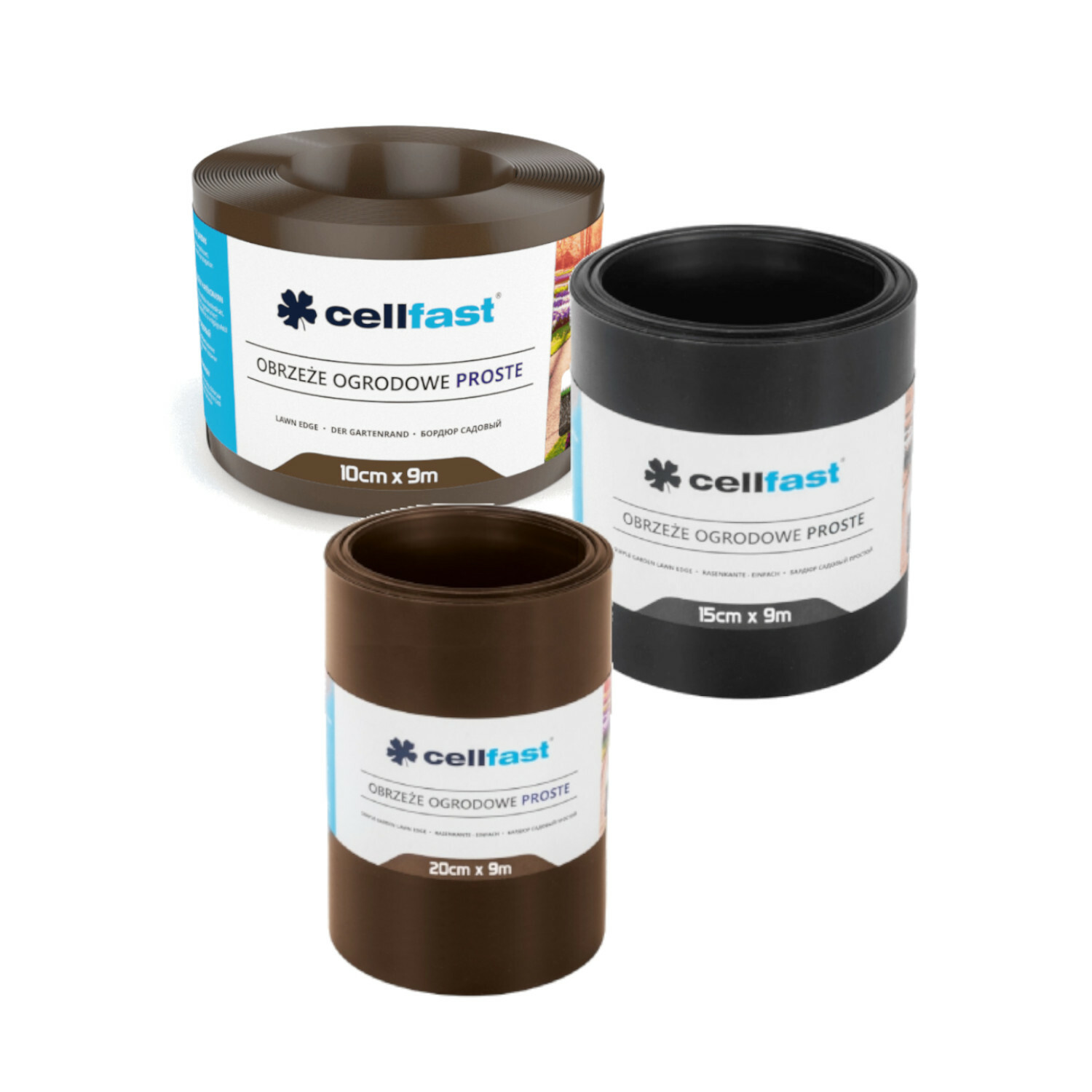 Bordure de jardin simple 10 cm/ 15 cm/ 20 cm x 9m marron ou noir Cellfast
