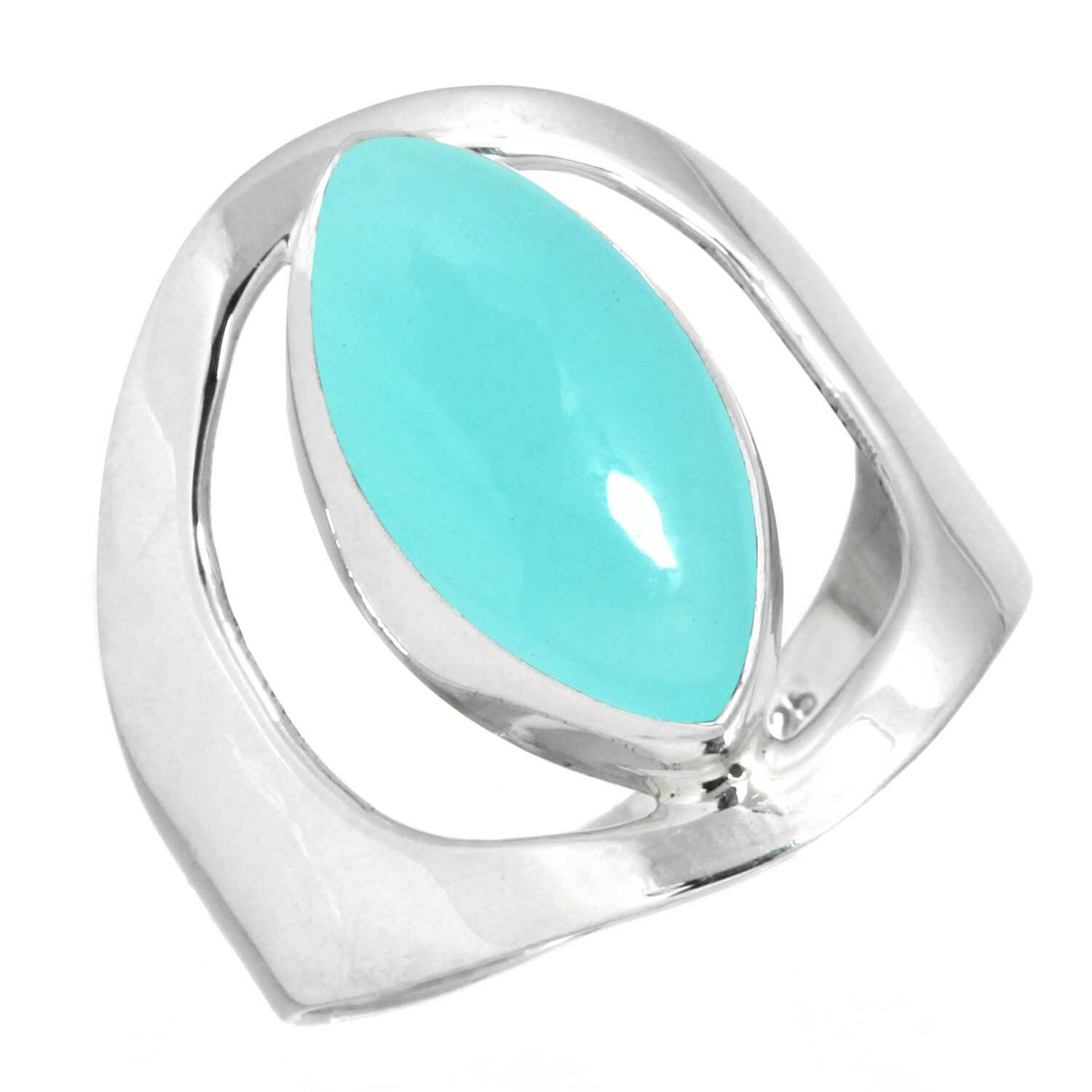 Solide 925 Argent Sterling de Collection Bijoux Eau Calcédoine Gemstone Ring gL6