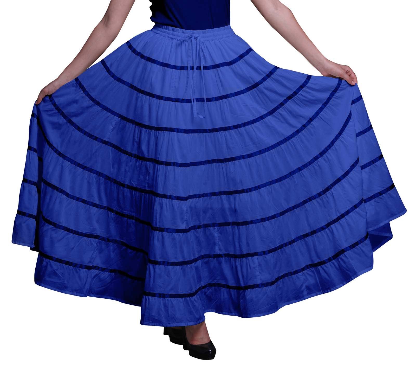 Phagun Vêtements Indiens Pour Femmes Bleu Jupe Longue Maxi Eté Wear-PBSK8L