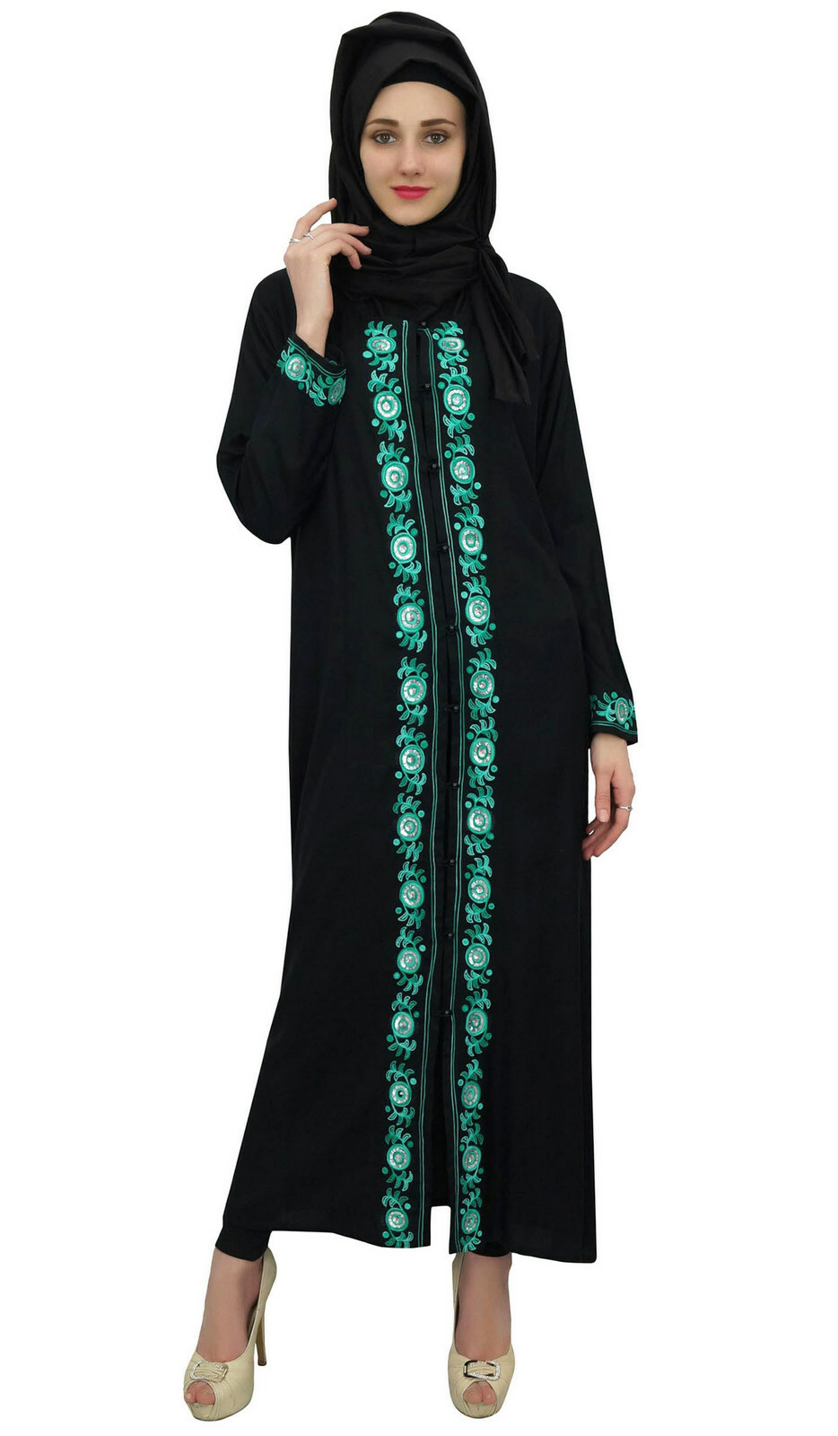 Bimba Parti islamique pour femmes Vêtements Abaya Robe noire Tenue-jaZ