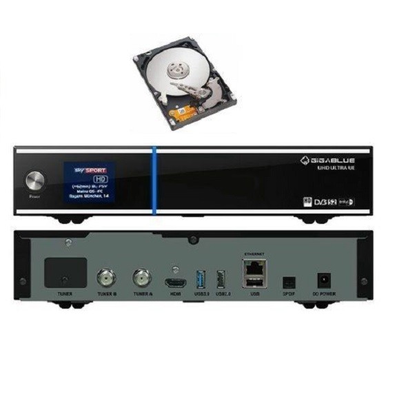 GigaBlue UHD Ue 4k 2x Fbc DVB-S2 Ultra HD E2 Pvr Avec 1TB Disque Dur