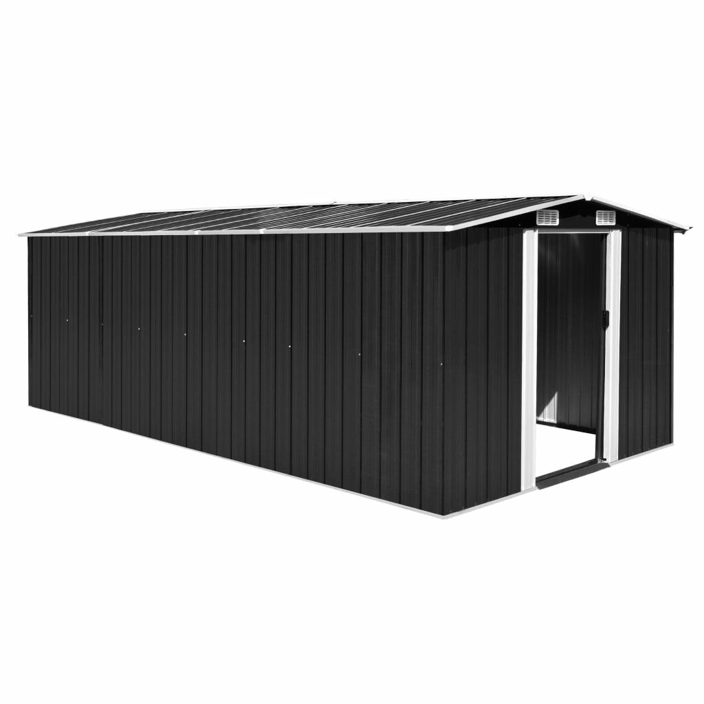 vidaXL Abri de Jardin 257x497x178 cm Métal Anthracite Terrasse Cabane à Outils vidaXL Abri de Jardin 257x497x178 cm Métal Anthracite Terrasse Cabane à Outils
