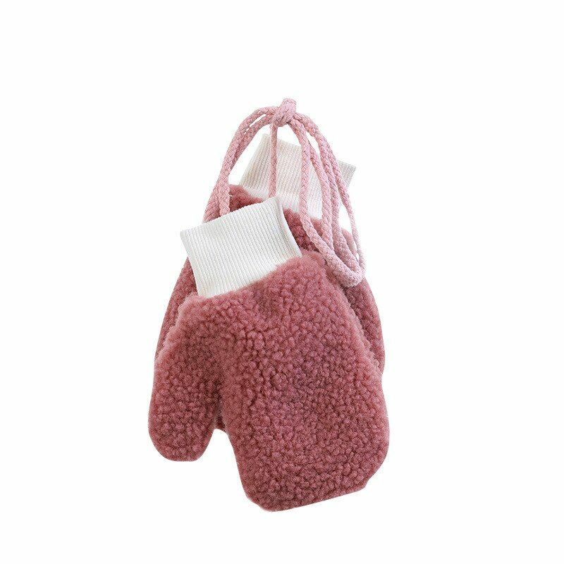 Chaud Velours Enfants Gants Mode Approprié Hiver Étudiants Mignon Dos Nu Tricot