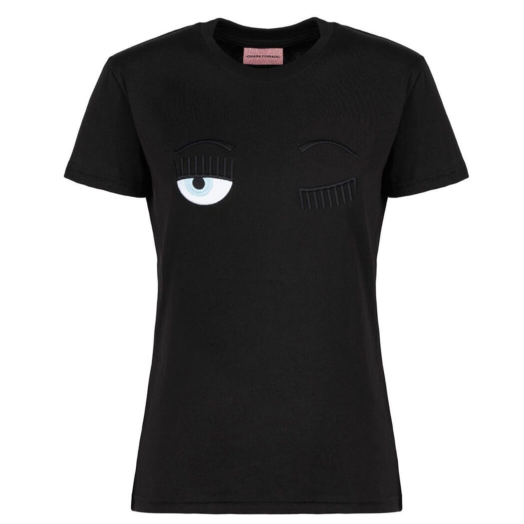 Vêtements pour femmes T-Shirt Flirting Noir Chiara Ferragni SS2021 Vêtements pour femmes T-Shirt Flirting Noir Chiara Ferragni SS2021