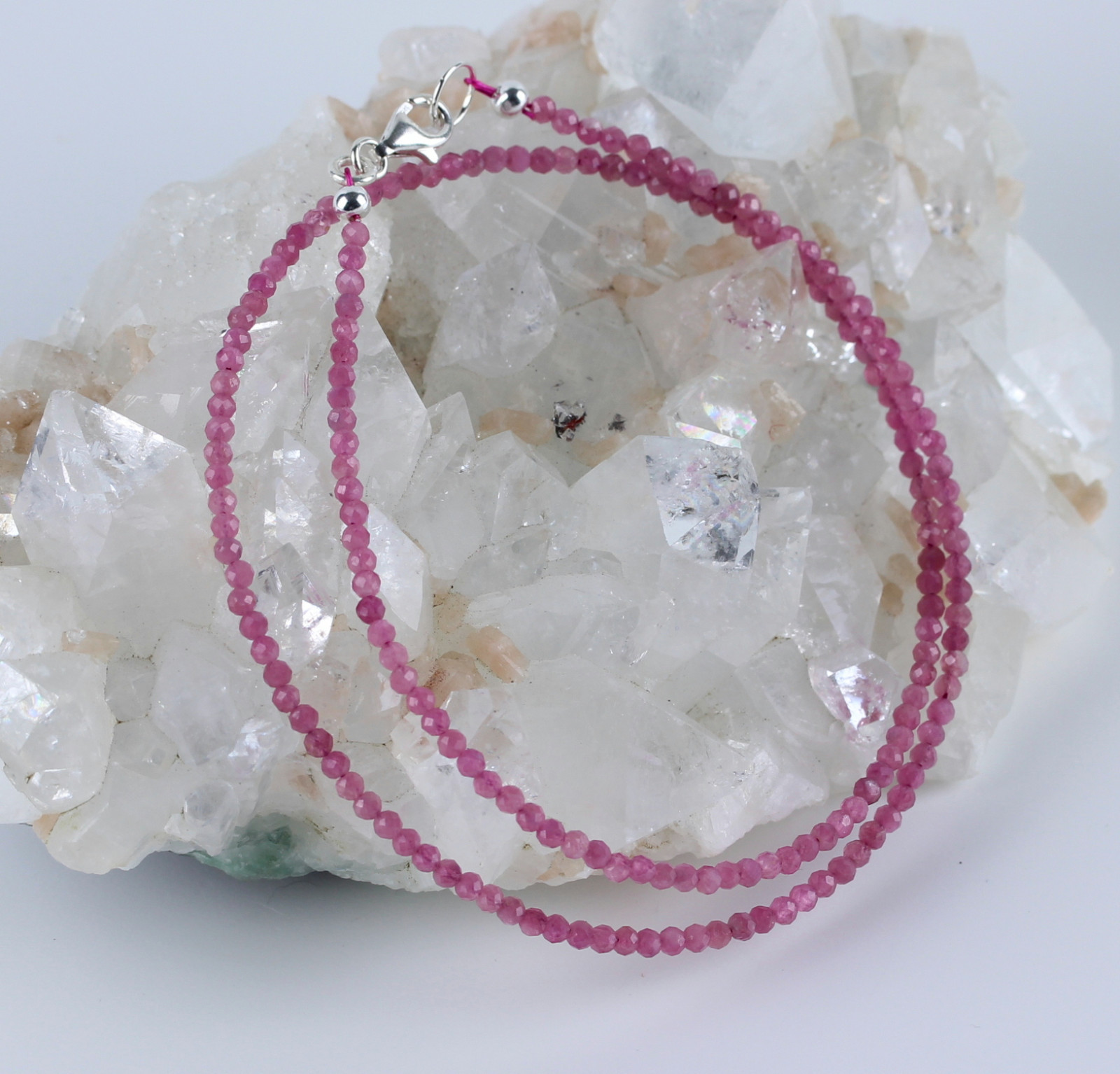 Chaine Collier de Pierres Précieuses Boule Chaîne Bijoux Rose Tourmaline Qualité