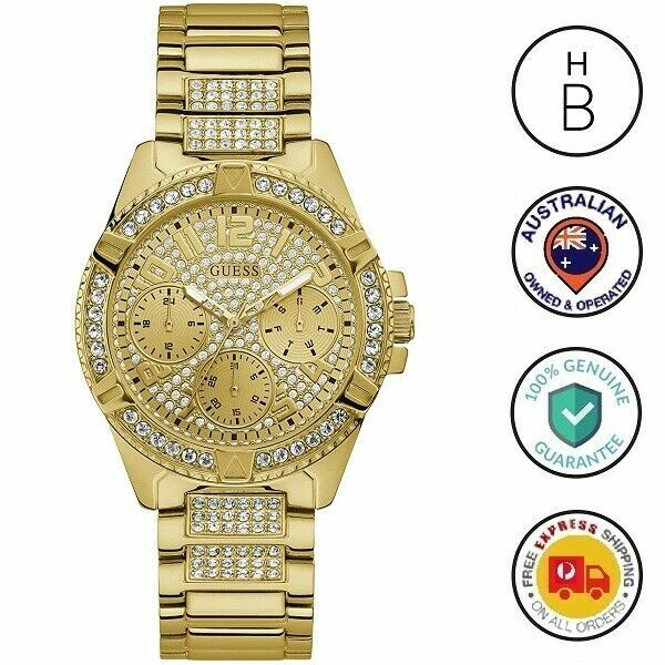 New Guess Montre Femme Frontier Gold Tone Glitz Chrono U1156L2 W1156L2 PVC 449 $