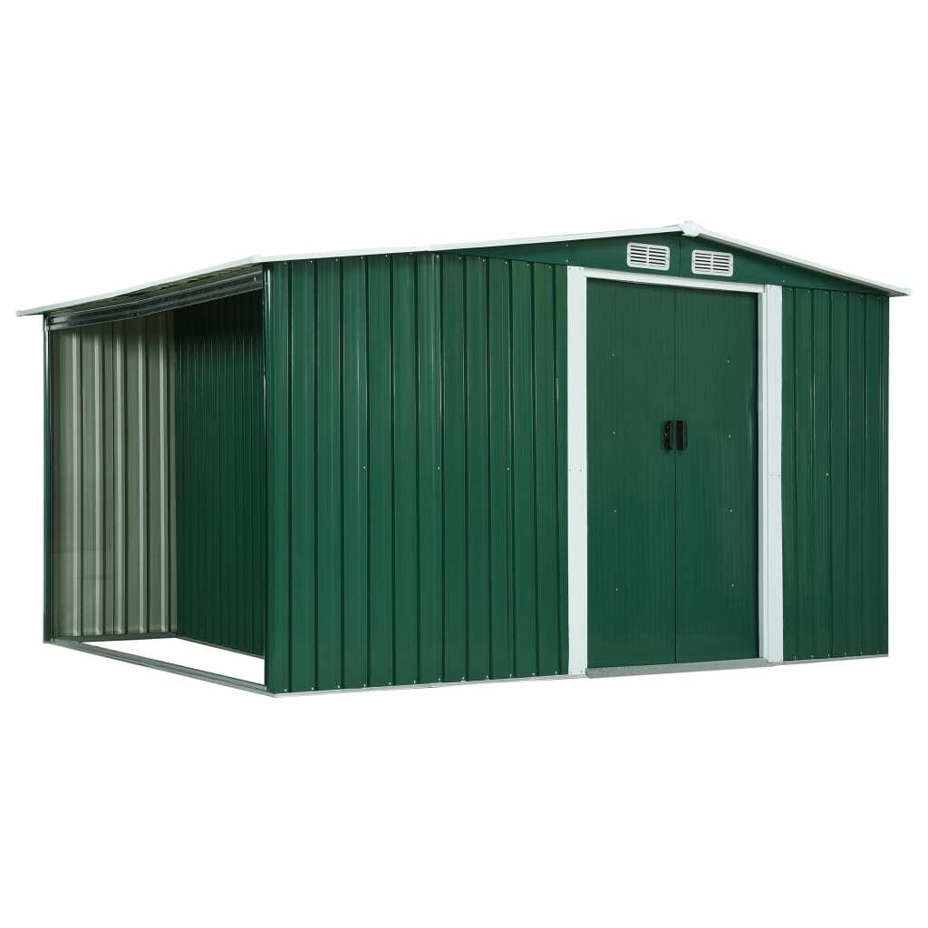 vidaXL Abri de Jardin avec Portes Vert 329,5x131x178 cm Acier Cabane à Outils vidaXL Abri de Jardin avec Portes Vert 329,5x131x178 cm Acier Cabane à Outils