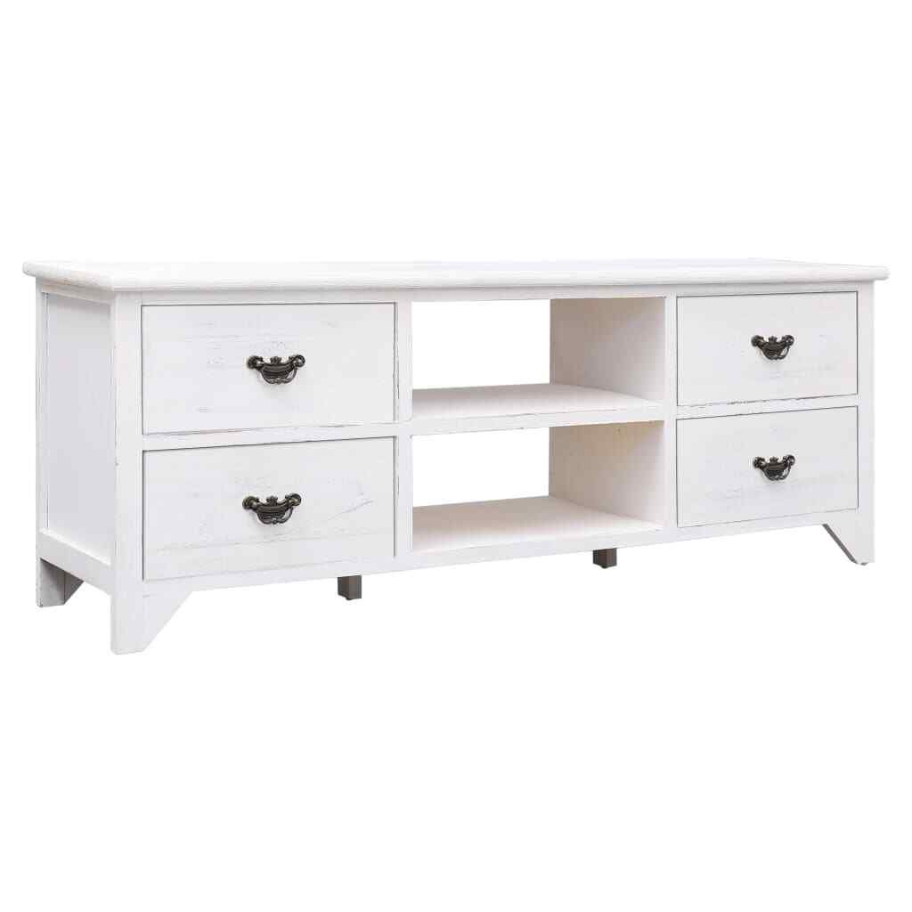 vidaXL Bois Meuble TV Antique Blanc Buffet Armoire Basse Divertissement Salon vidaXL Bois Meuble TV Antique Blanc Buffet Armoire Basse Divertissement Salon