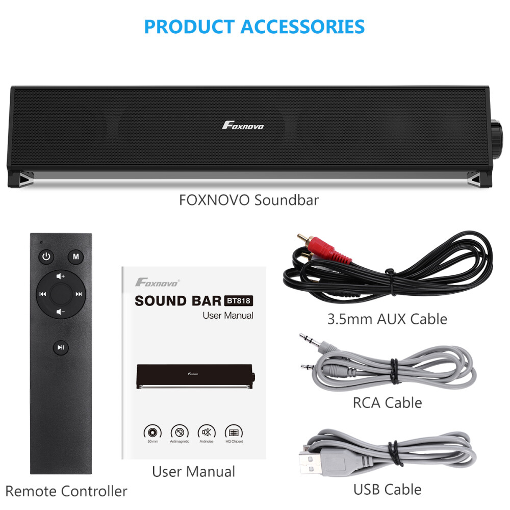 Haut-parleurs TV Sans Fil Bluetooth TV Enceintes SoundBar Barre De Son Home 20W Haut-parleurs TV Sans Fil Bluetooth TV Enceintes SoundBar Barre De Son Home 20W