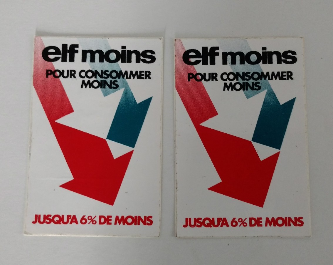 2 Autocollants Elf pour consommer moins / Vintage 80′ 2 Autocollants Elf pour consommer moins / Vintage 80′