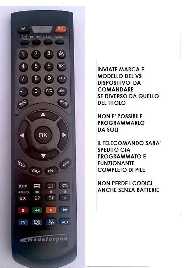 TELECOMANDO UNIVERSALE TV PHILIPS 32PFL5206/H12 40PFL5206/H12 TELECOMANDO UNIVERSALE TV PHILIPS 32PFL5206/H12 40PFL5206/H12