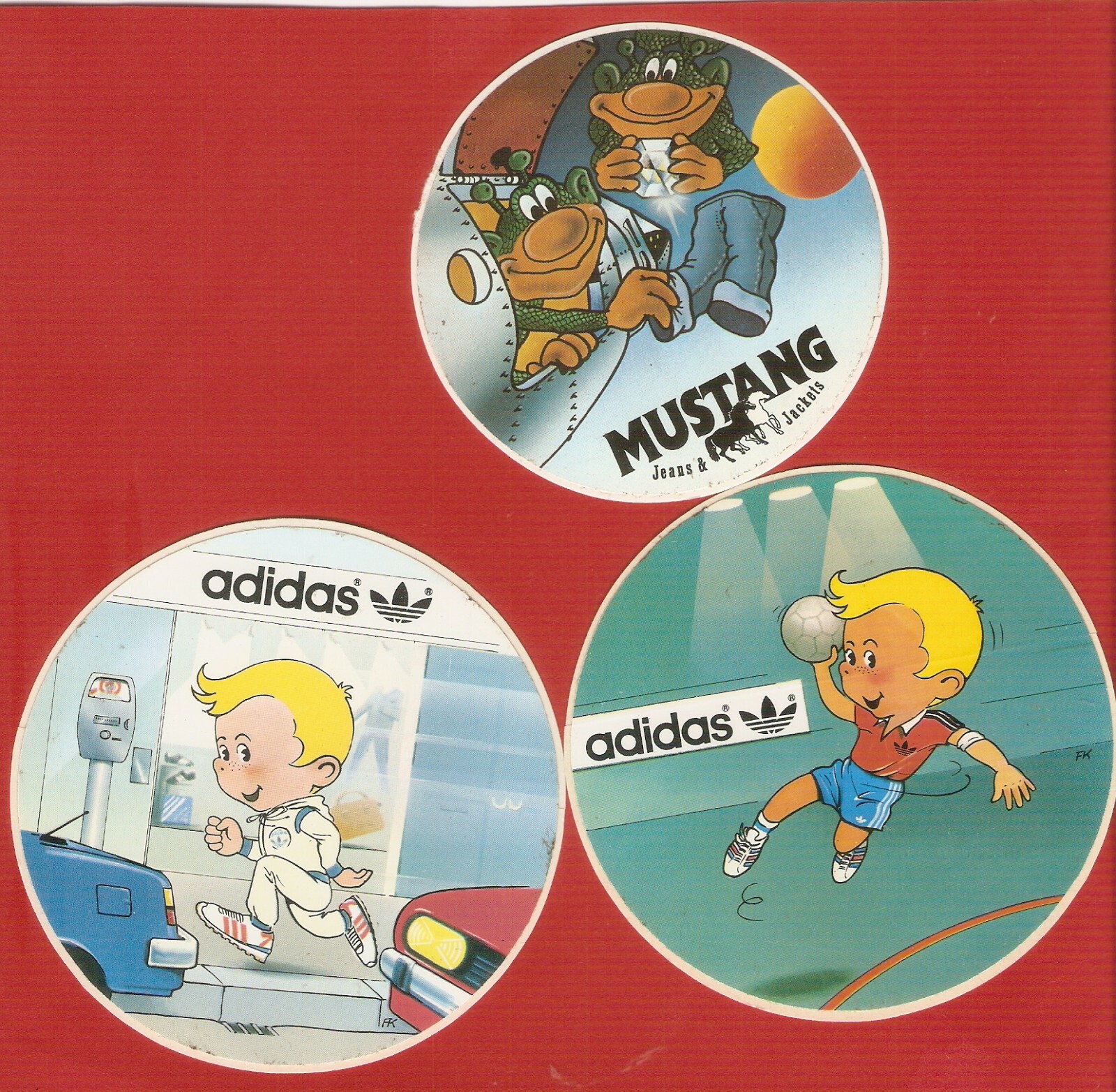 PUBS dessinées BD lot 3 autocollants vêtements chaussures ;2 ADIDAS+1 MUSTANG PUBS dessinées BD lot 3 autocollants vêtements chaussures ;2 ADIDAS+1 MUSTANG