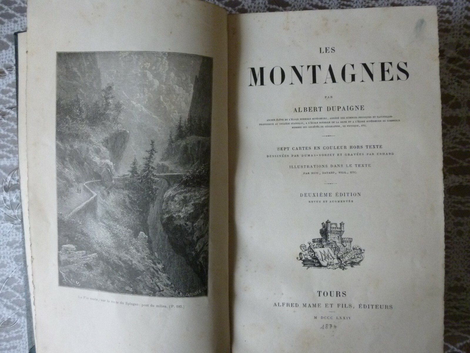 LIVRE ANCIEN . LES MONTAGNES . A. DUPAIGNE : 1874 LIVRE ANCIEN . LES MONTAGNES . A. DUPAIGNE : 1874