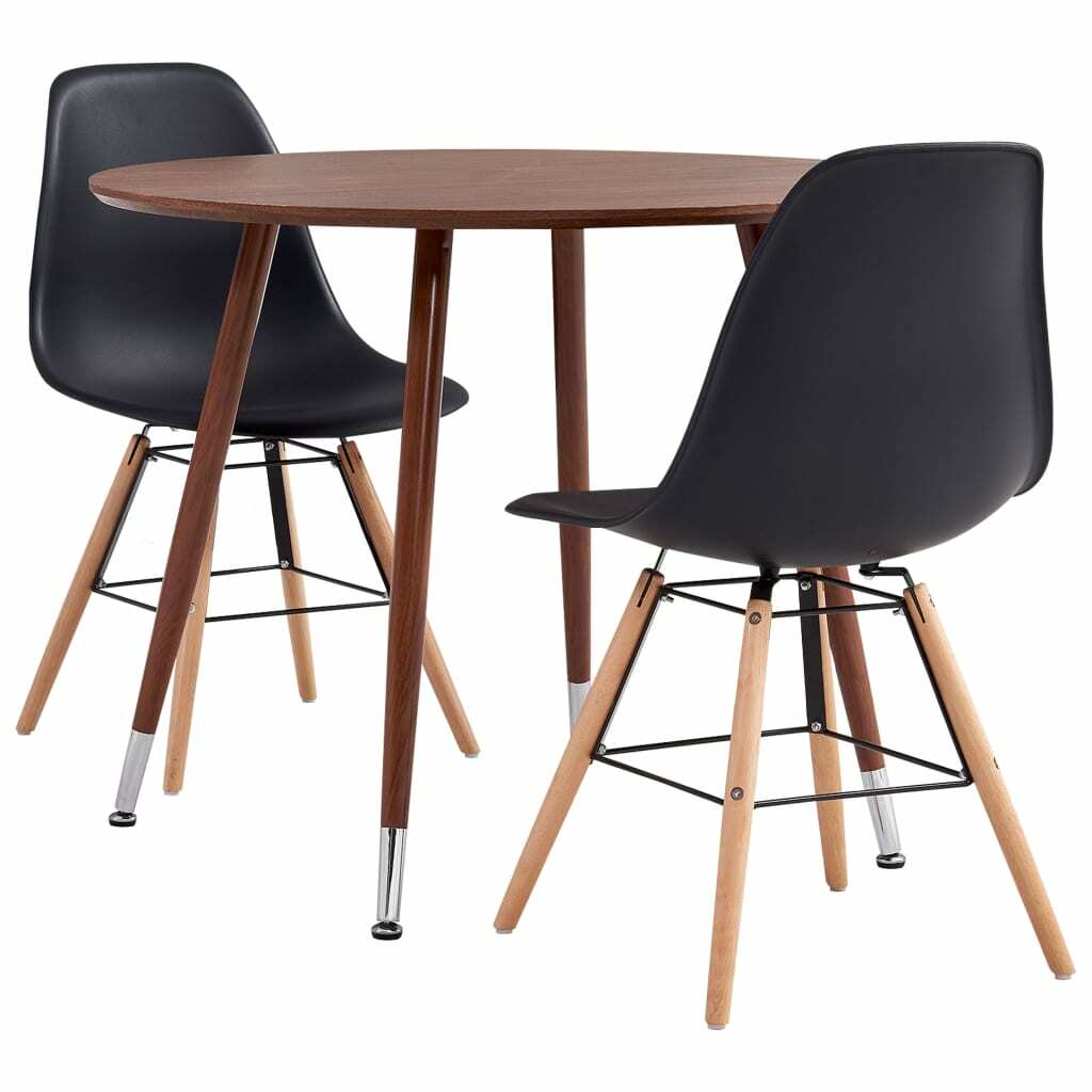 vidaXL Ensemble de Salle à Manger 3 pcs Plastique Noir Mobilier Dîner Cuisine vidaXL Ensemble de Salle à Manger 3 pcs Plastique Noir Mobilier Dîner Cuisine