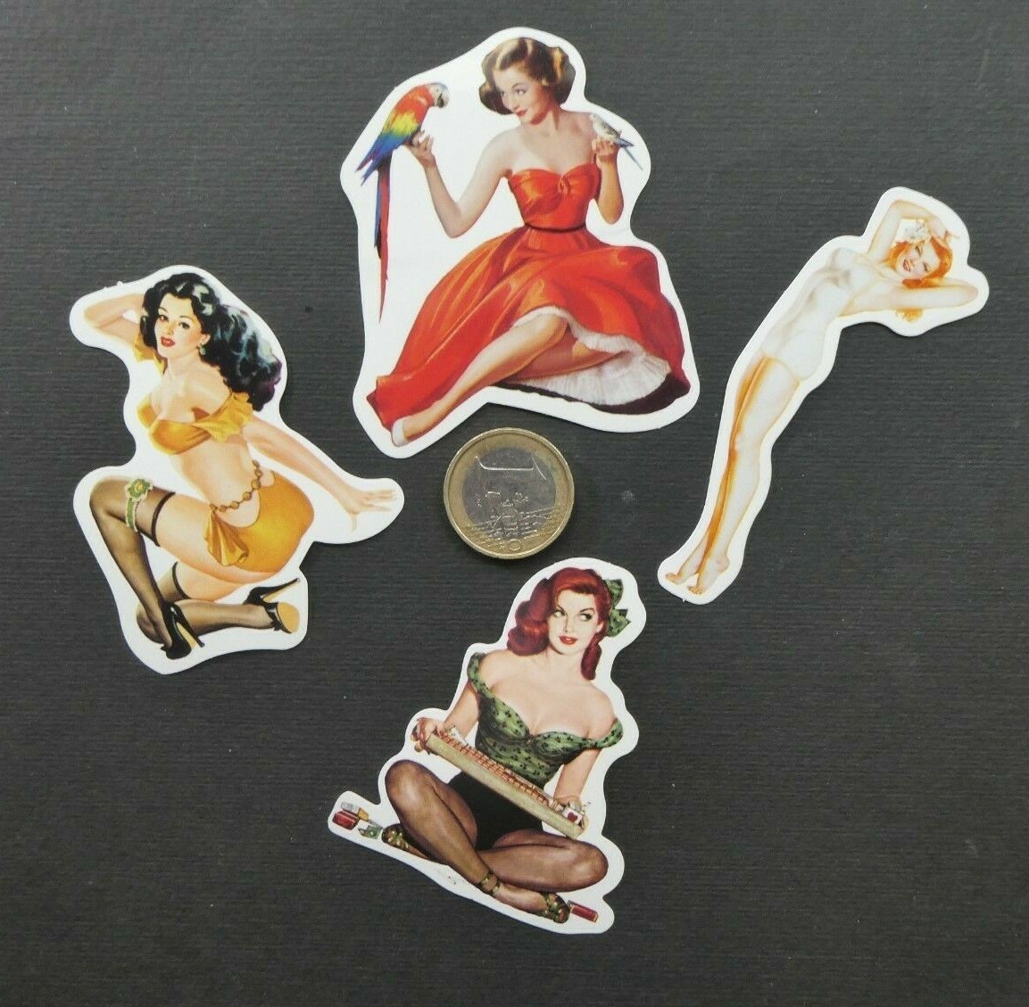 PU3 Vintage style Pinups, Lot of four stickers autocollants PU3 Vintage style Pinups, Lot of four stickers autocollants