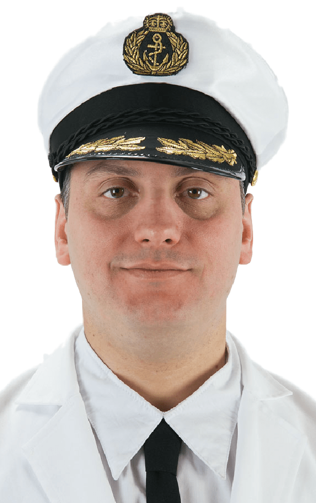 Hommes Femmes Satin Blanc Marin Envoi Capitaine Déguisement Casquette Costume