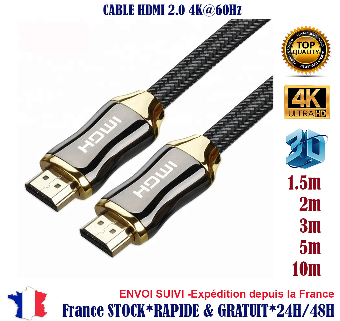 Cable hdmi 2.0 4K 60Hz ultra HD 2160p 3D Full HD HDTV HDR 18GB 1 2 5 10 m Zinc