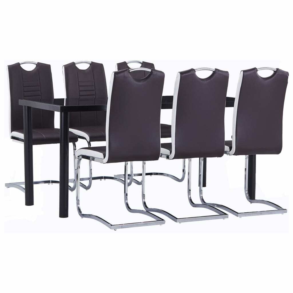 vidaXL Ensemble de Salle à Manger 7 pcs Similicuir Marron Cuisine Mobilier