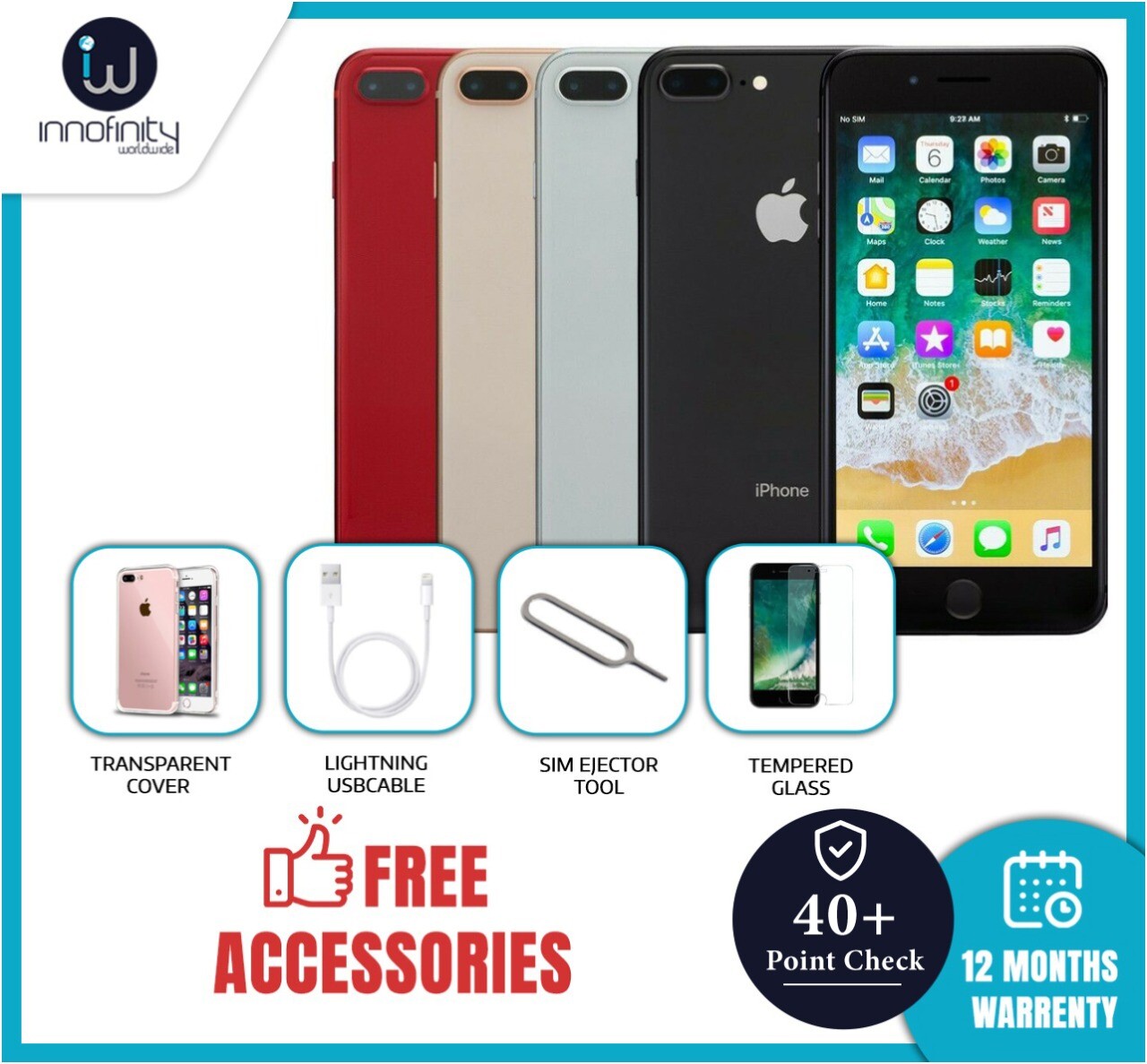 Apple IPHONE 8 Plus – 64GB 256GB – Smartphone Débloqué Couleurs Diverses Grades Apple IPHONE 8 Plus – 64GB 256GB – Smartphone Débloqué Couleurs Diverses Grades